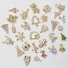 2pcs 3D Alloy Christmas Tree Bells Nail Art Zircon Pearl Metal Manicure Nails Accessories DIY Nail Decorations Supplies Charms