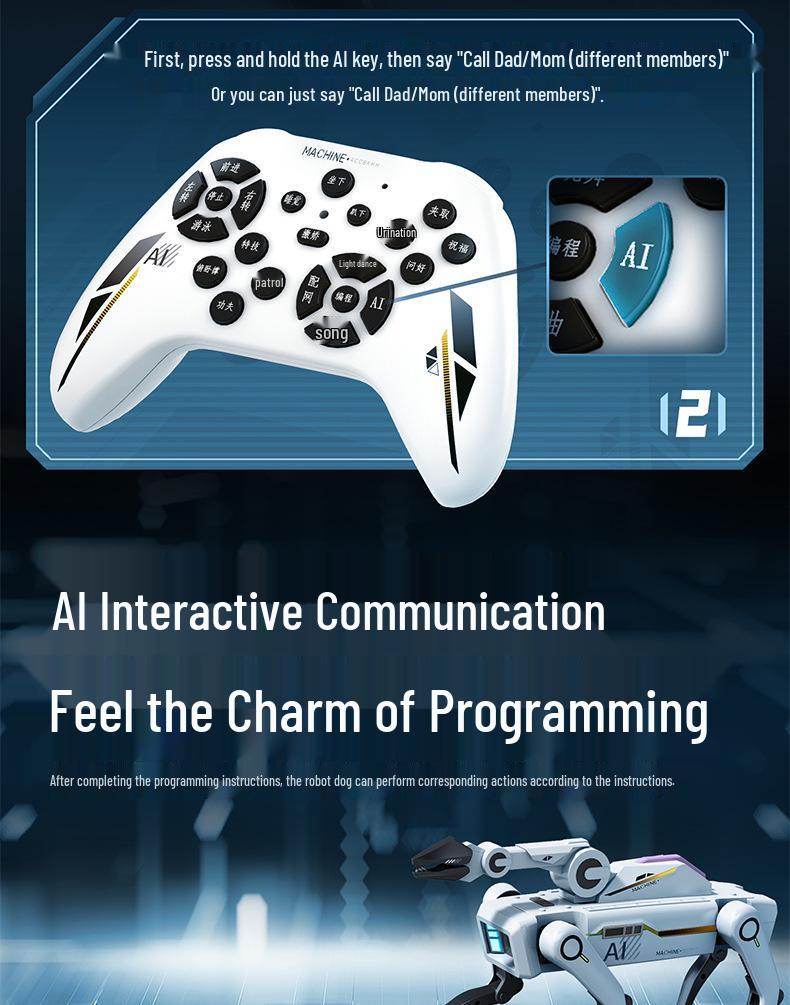 Smart AI Robot Dog with Voice Dialogue, Remote Control, Call Function, Item Pickup & Cannonball Shooter