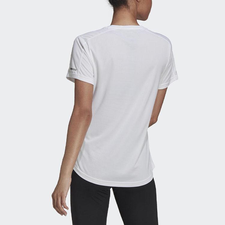 Adidas Logo Reflective Sports Running Short Sleeve T-Shirt Women Tops White H31027