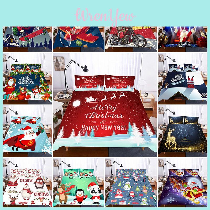 Santa Claus Christmas Quilt Duvet Cover Set For Cozy Holiday Nights**