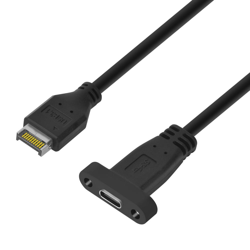 RGEEK 50cm USB 3.1 Front Panel Header Type-E To USB-C Type C Female Connector Extension Wire Cable +Panel Mount Screw