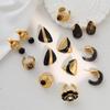 GEMCHIC Women's Fashion Geometric Black Onyx Tiger Eye Ring Earrings Set Stainless Steel Gold Plated Jewelry