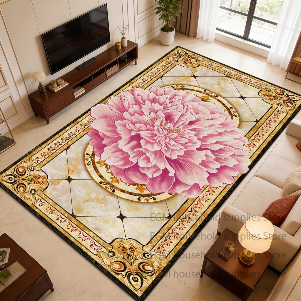 European Style Flower Carpet Luxury Living Room Decor Bedroom Customizable Floor Mat Antiskid Washable Study Lounge Rugs Bedroom