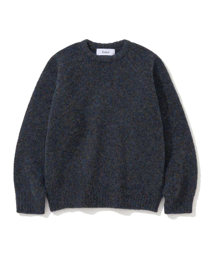 KNITTED (Unisex) Boucle Raglan Crop Round Knit Black