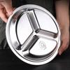 Stainless Steel Multi Compartment Round Plate 28cm For Meal Preparation Outdoor Picnics Office Lunch Microwave Safe Dish