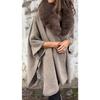2025 New Women's Autumn Winter Loose Long Sleeve Lapel Faux Fur Collar Cloak Coat Outerwear