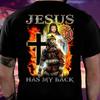 Love Firefighter Jesus Has My Back Pround Faith Christians Strong Cross T Shirt