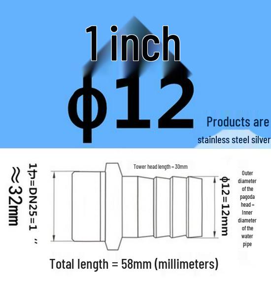 304 Stainless Steel Hex Threaded Water Hose Barb Connector
