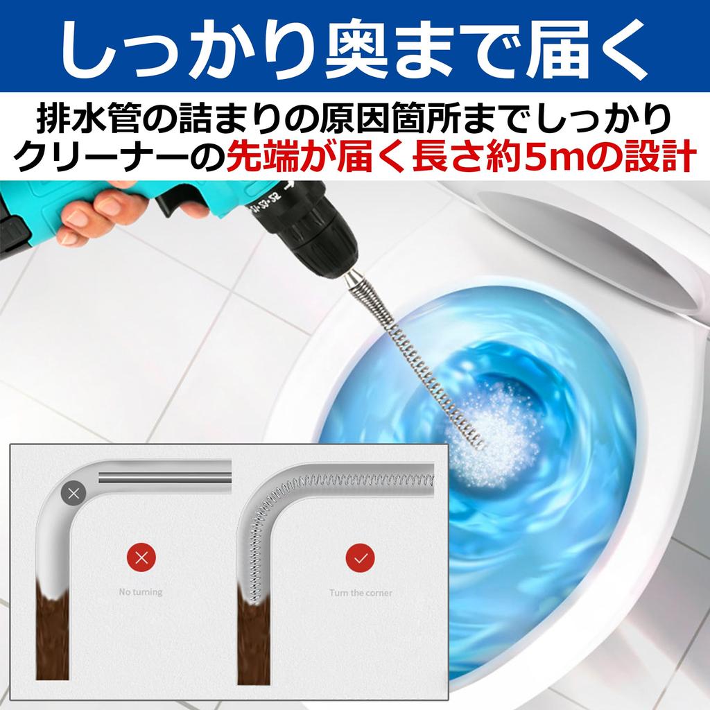 EdisonBrain Electric and Manual Pipe Drain Clog Drill Hand Crank Impact Drain Clog Remover Cleaner, Anti-rust Wire, Pipe, Remover, Adapter, Handle,