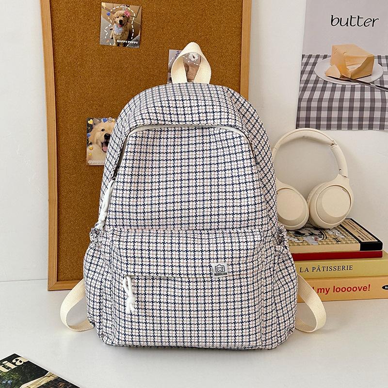 Casual small fresh plaid schoolbag female college student lightweight backpack versatile schoolbag
