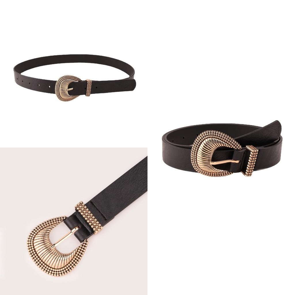 Stylish Womens Faux Leather Belt With Shell Pattern And Metal Pin Closure For Office