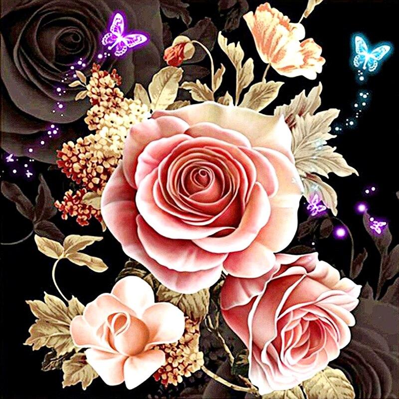 DIY 5D Diamond Painting Vase Diamond Embroidery Rose Flower Cross Stitch Full Round Drill Resin Home Decor Manual Gift
