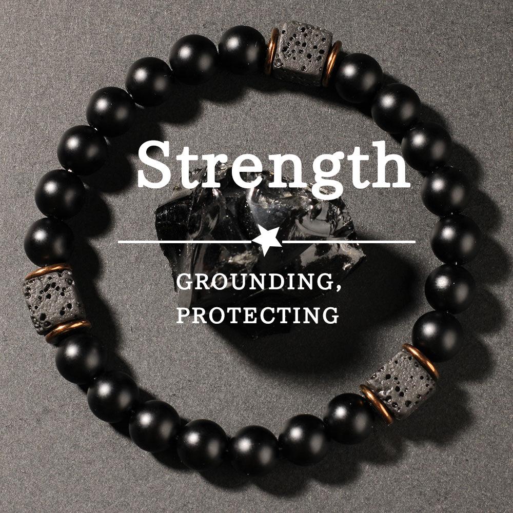 Festive Gifts Matte Onyx Lava Rock Beaded Bracelet With Copper Spacers Minimalist Fashion Jewelry For Men Women Daily Wear Simple Versatile Accessory