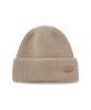 COVERNAT Authentic Leather Patch Acrylic Beanie Beige