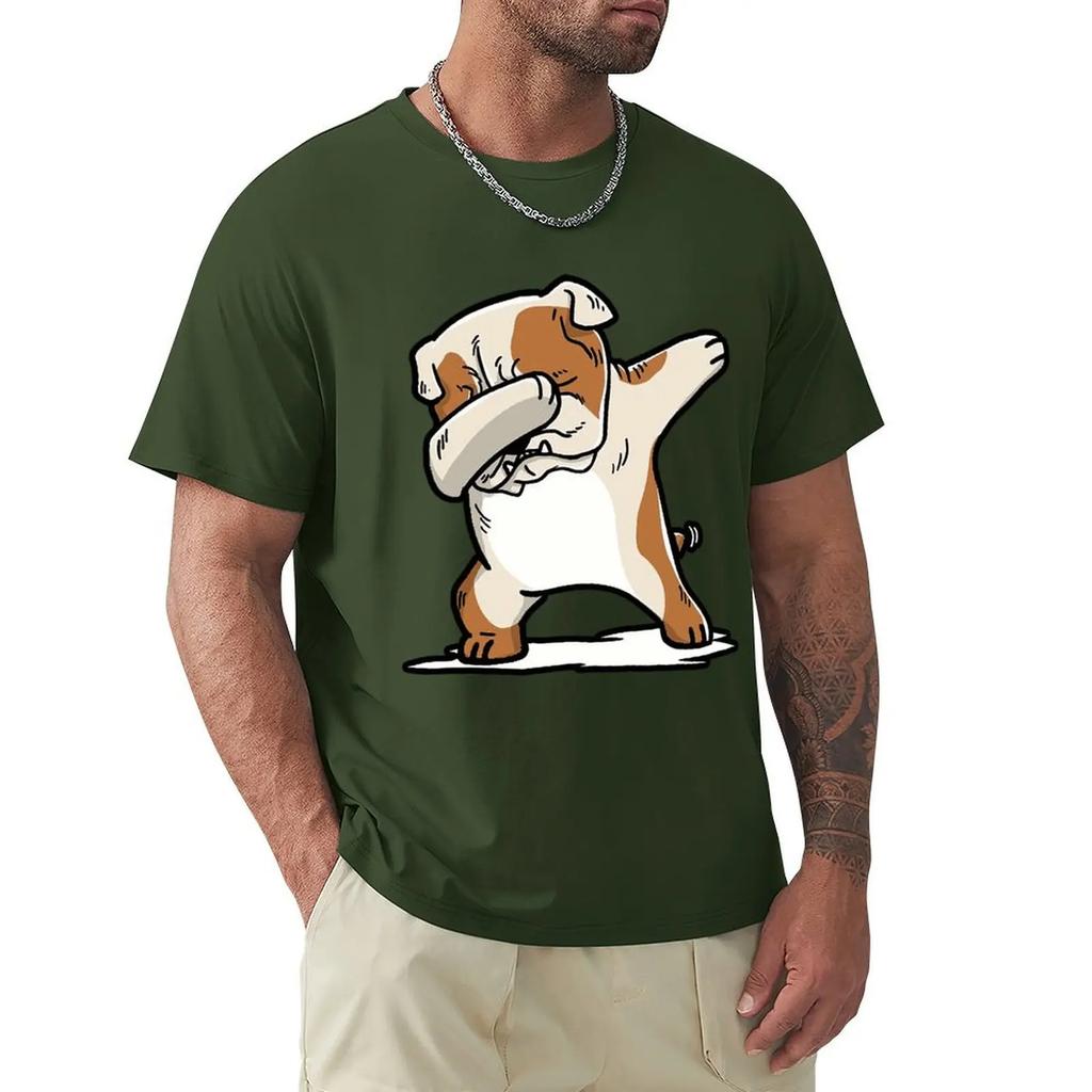 English Bulldog Cute Dabbing T Shirts Cartoon Graphic TShirts Cool Short Sleeve Clothing Streetwear T-Shirts Tee Tops