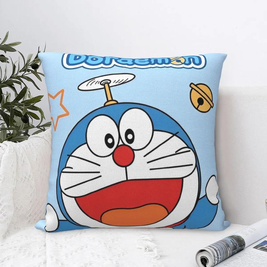 Soft Kawaii Doraemon Flying Cartoon Pillowcase Cushion Cover Decoration Japanese Anime Throw Pillow Case Cover Home Square 45cm