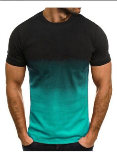 Spring new European and American men's casual sports fashion D gradual change short-sleeved crew neck T-shirt men