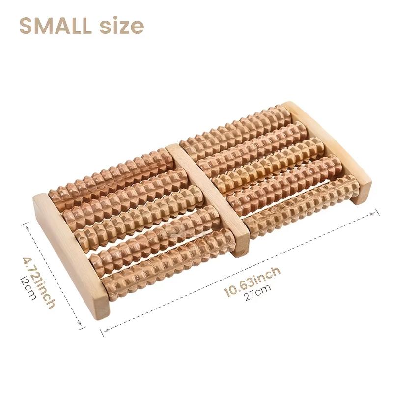 Wooden Foot Massager Roller: Grooved Design for Plantar Fasciitis, Improved Circulation, Pain Relief, and Muscle Tension Reducti