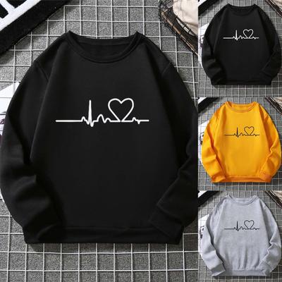 Autumn Winter Ladies Heartbeat Print Sweatshirt Student Pattern Plush Hooded Women Long Sleeve Pullover Hoodie