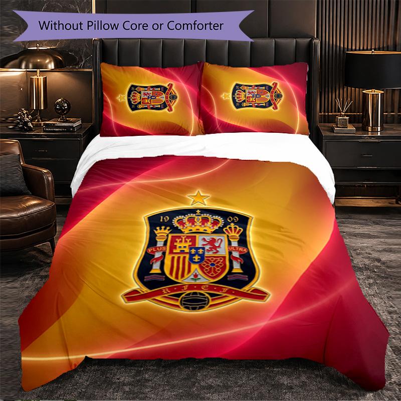 Set Lenzuola Calcio Spagna 3 Pezzi Morbida Copripiumino in Microfibra con Federe per Camera da Letto