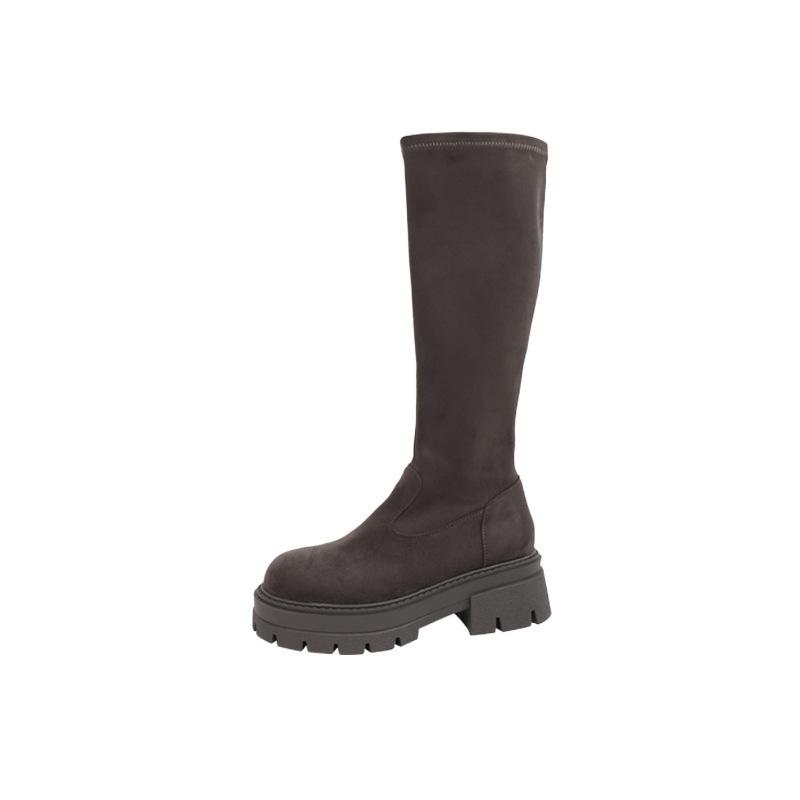 But Knee Suede Boots Children Thick-soled Autumn and Winter New Thin Elastic Long Tube Flat Bottom