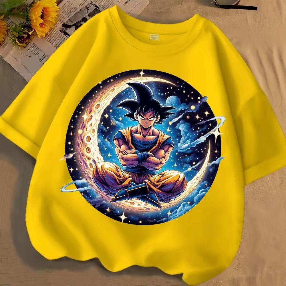 2026 New Dragon Ball Goku Starry Sky T-shirt Men Women Casual Oversized Polyester Anime Graphic Tee Streetwear Short Sleeve Tops