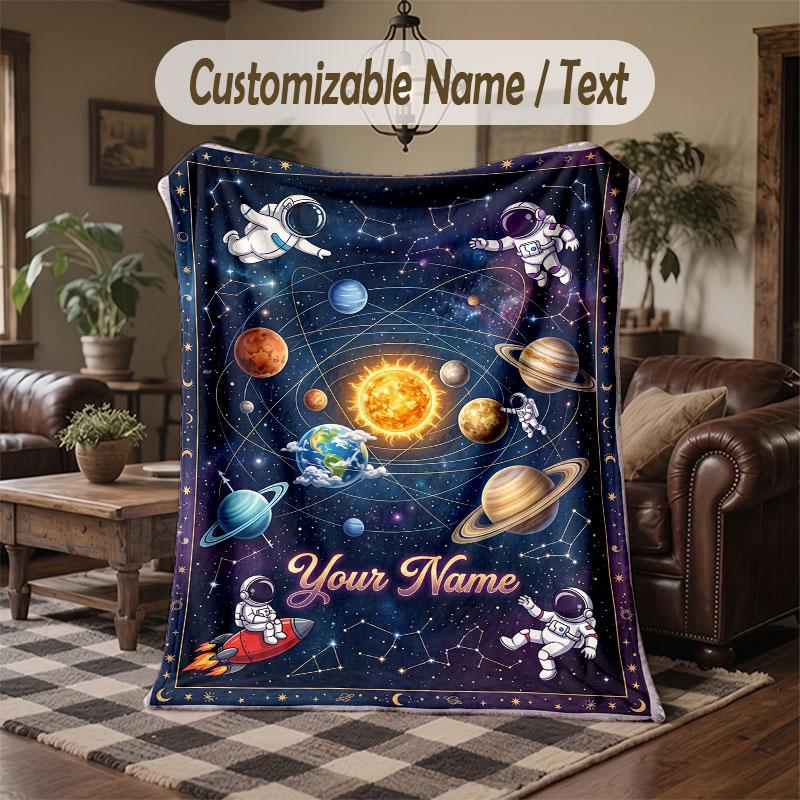 Coperta Cosmica a Tema Spaziale con Nome Personalizzato Testo Coperta Personalizzata Morbida Accogliente per Casa Divano Letto