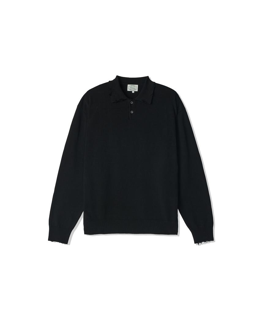 Beulumeon Shabby Knitted Polo Shirt (Black)