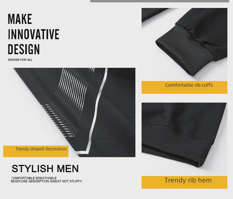 2023 Autumn Men's Casual Loose Fit Sports Sweatshirt Set - Fashionable Round Neck for Middle-Aged and Young Adults