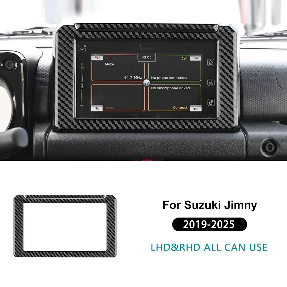 Real Soft Carbon Fiber Sticker For Suzuki Jimny 2024 2025 LHD RHD Car Central Control Screen Frame Trim