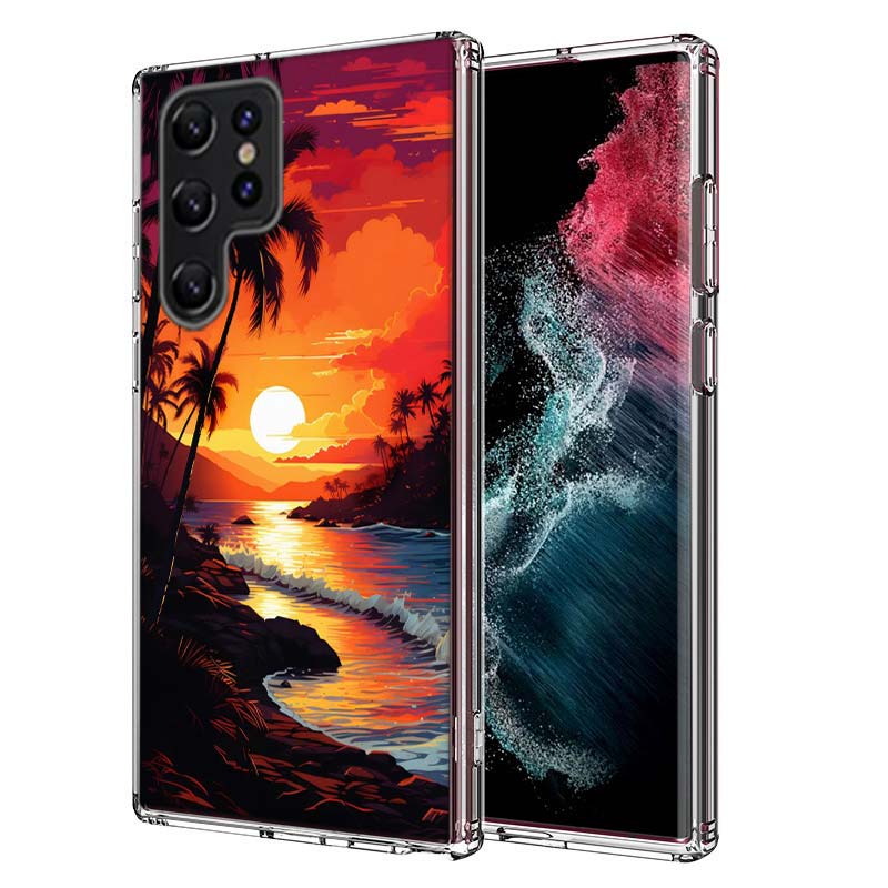 Beautiful Seaside Coconut Trees Capa Phone Case For Samsung S26 Ultra S25 Edge Galaxy S23 S21 S20 S24 FE S22 S10 Plus Cover Clea