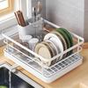 Dish Drying Rack Large Capacity Non-Slip Design Stable Auto-Drain Easy To Install Space-Saving Kitchen Counter Dish Rack with Cutlery Holder