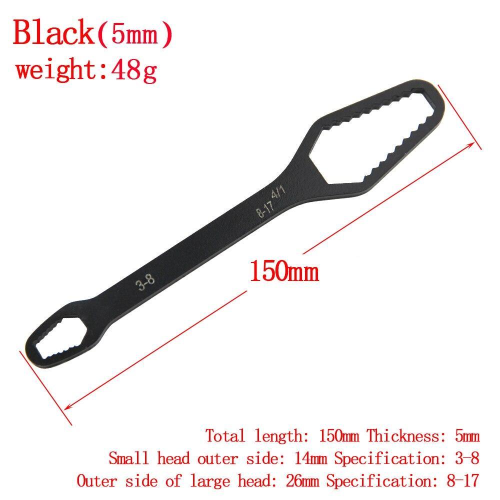 Black Multifunctional Double End Box Wrench Hexagon Double End Solid Wrench Screw and Nut Tool with Various Diameters