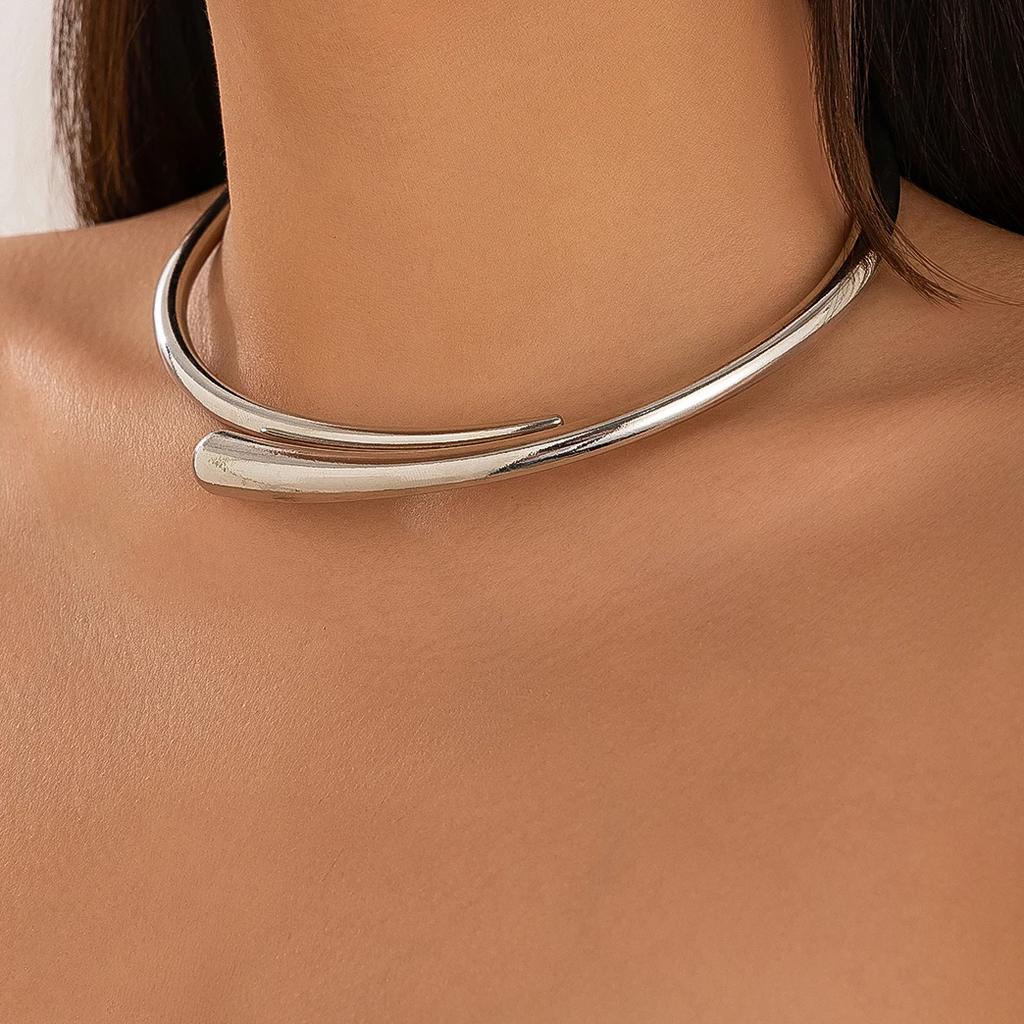 New Punk Water Drop Torques Choker Necklace Open Cuff Bangle for Women Wed Bridal Adjustable Rings Party Grunge Jewelry Set