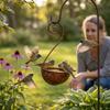 Large Capacity Hanging Bird Bath Feeder Rusty Metal Bird Water Drinker Animals Drinking Cup  Garden
