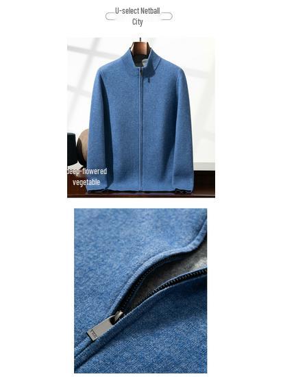 Men's Thickened Cashmere Zip Cardigan - Autumn/Winter Long-Sleeved Knit Sweater