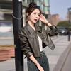 Design Leather Jacket Short Coat Women's Spring and Autumn New Thin Small Locomotive Leather Jacket Top