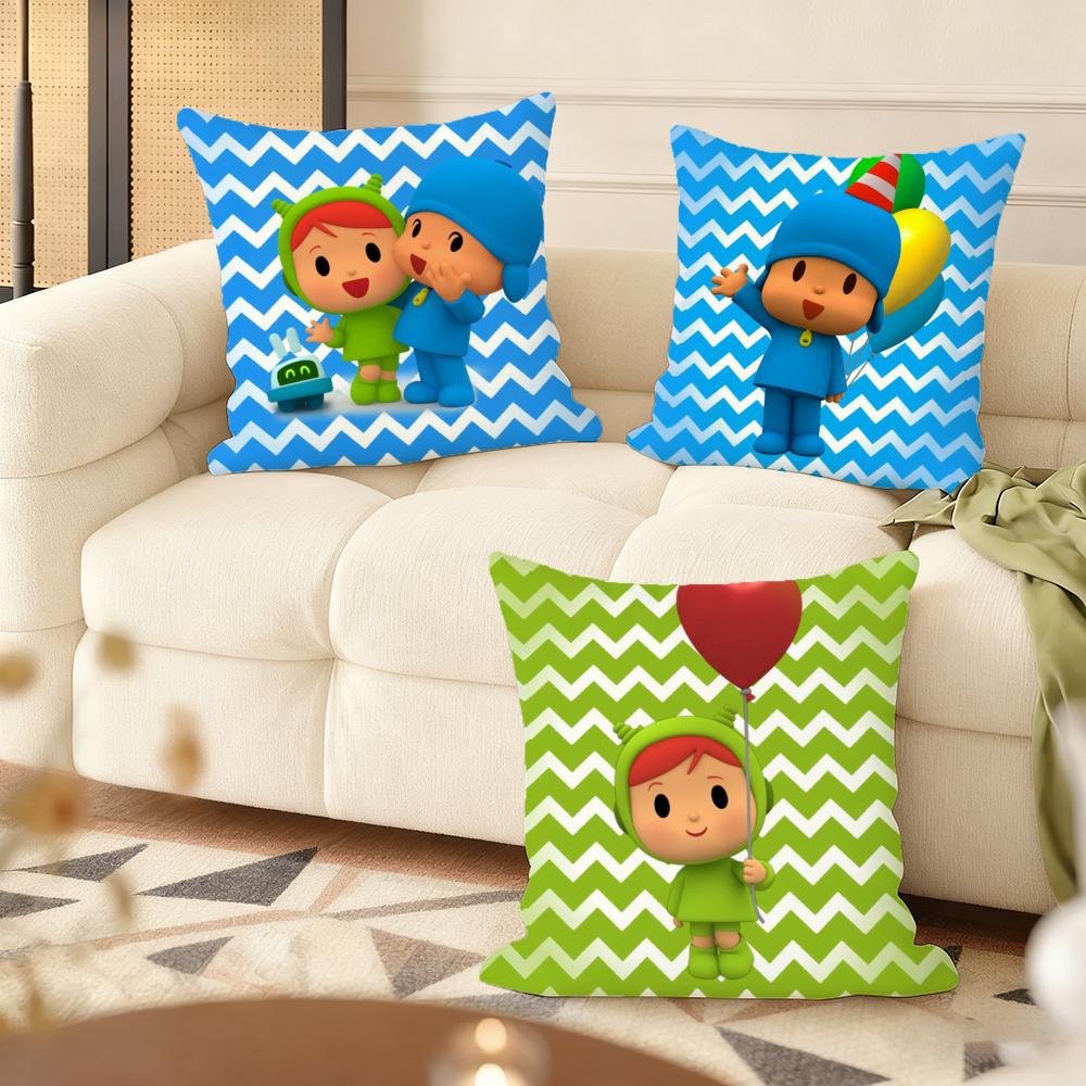 Cartoon Niedlich P-Pocoyo Kissenbezug Seidiger Kurzer Plüsch Zweiseitig Bedruckter Kissenbezug Für Sofa Alle Jahreszeiten Heimdekoration Geschenk