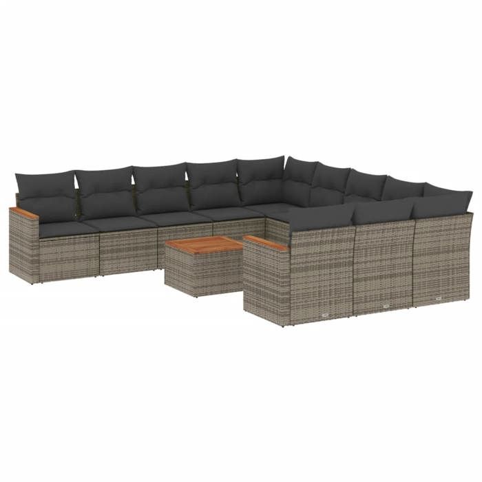 VidaXL Garden Lounge Set with Cushions 12 Pcs, Patio Sofas, Patio Furniture Set, Outdoor Furniture, Grey 3258840