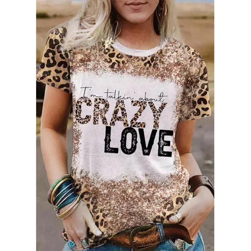 Jesus Cross Leopard 3d Print T-shirt Women Streetwear Short Sleeve T Shirts Harajuku Oversized Y2k Tops Tees Female Clothing