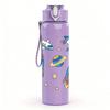 1PC Astronaut Rocket Sticker Pack 750ml Color Plastic Sports Water Bottle Leakproof Flip Straw Lid Suitable for Sports Office Home Use