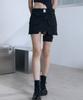 Bunteu Buckle Belt Cargo Mini Skirt (Black)