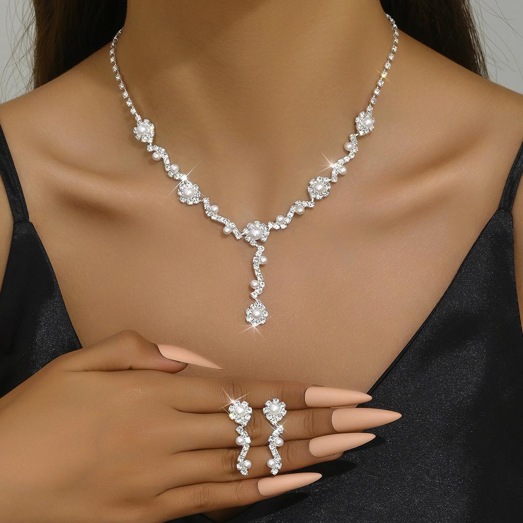 Luxury High-End Sparkling Rhinestone Necklace, Women'S Versatile Two-Piece Necklace