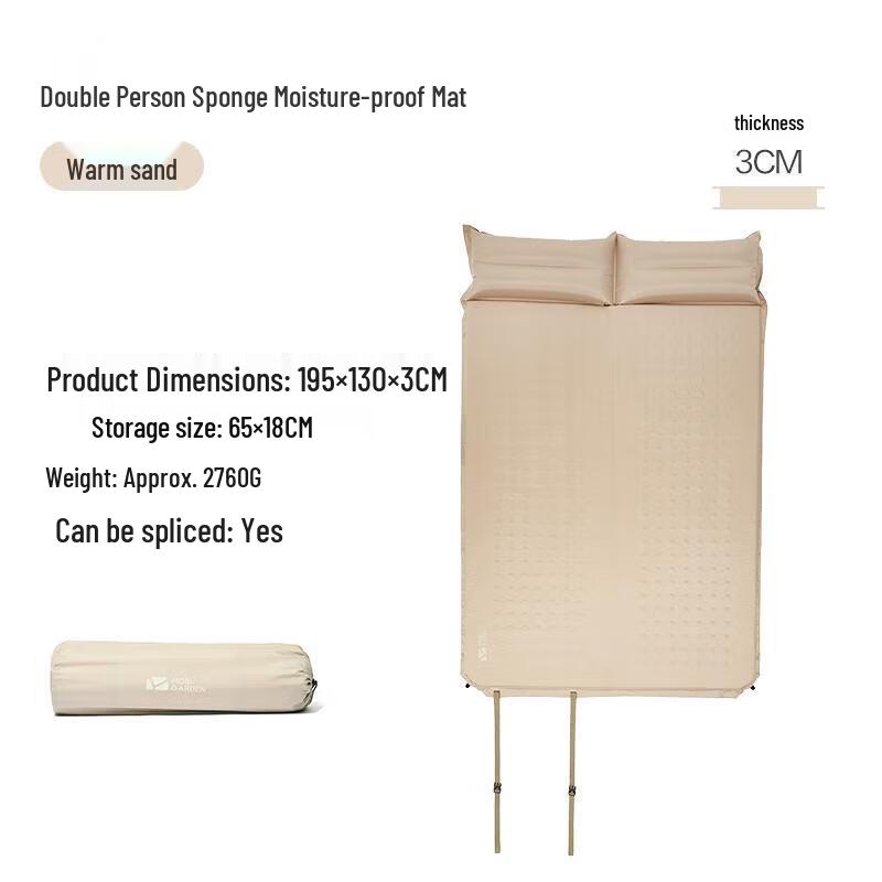 Mobi Garden Outdoor Camping Double Self-Inflating Sleeping Mat with Pillow