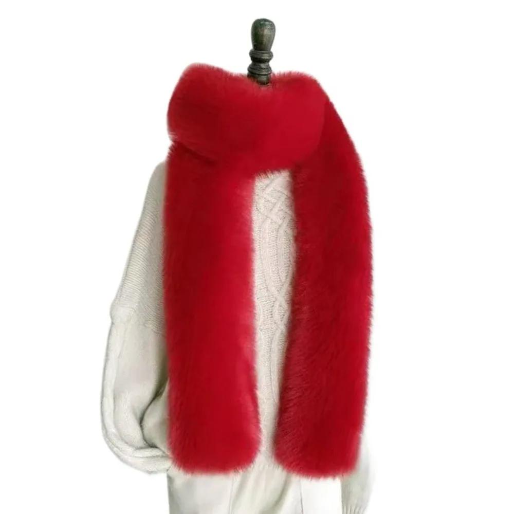 Fashionable 179*12cm Fake Fur Long Scarf Thick Soft Long Strip Scarf Fur Decor Winter Fluffy Scarf for Women Men Outdoor