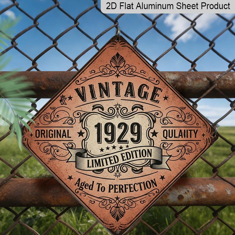 2D Flat, 1pc Suitable for Home & Shop Wall-Mounted Retro Sign - Vintage 1929 Limited Edition Ornate Industrial Plaque, Metal Decor for Diner, Cafe