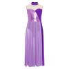 Girls Lyrical Performance Dress Sleeveless Sparkling Sequins Top And Color Block Side Split Skirt