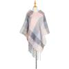 Winter Ladies Circle Yarn Thick Tassels Cape Thick Color Plaid Shawl Scarf