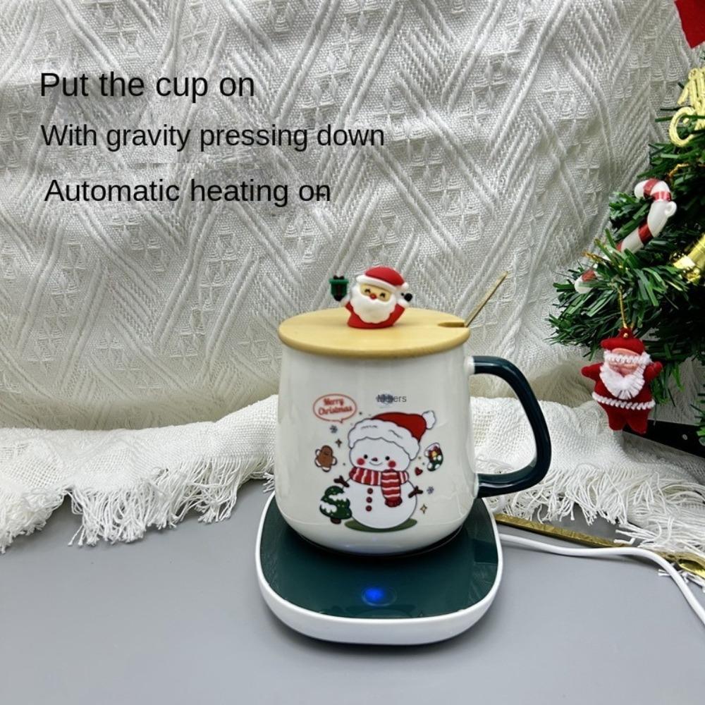 Creative Christmas Gift Box Set New Year Souvenir Mug Water Cup Gift Ceramic Cartoon Santa Claus Coffee Cup With Heating Pad