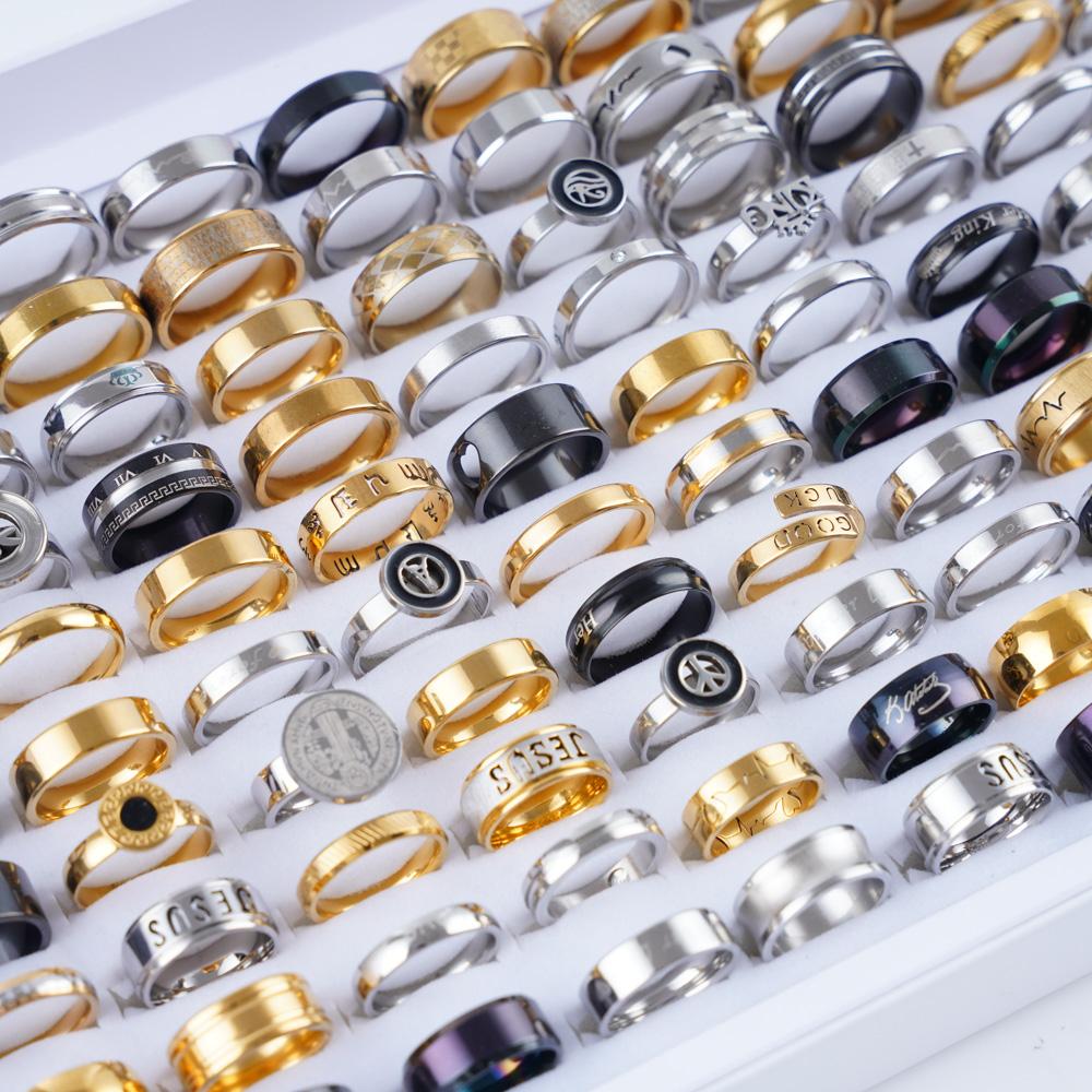 20 Stück/Los Mode Herz Streifen Edelstahl Liebesringe Für Männer Frauen Mix Stil Party Geschenke Schmuck Zubehör